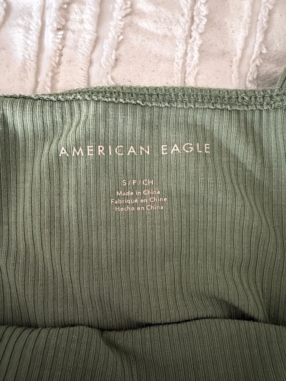 American Eagle Outfitters Olive Ribbed Square Crop Tank - Picture 3 of 3